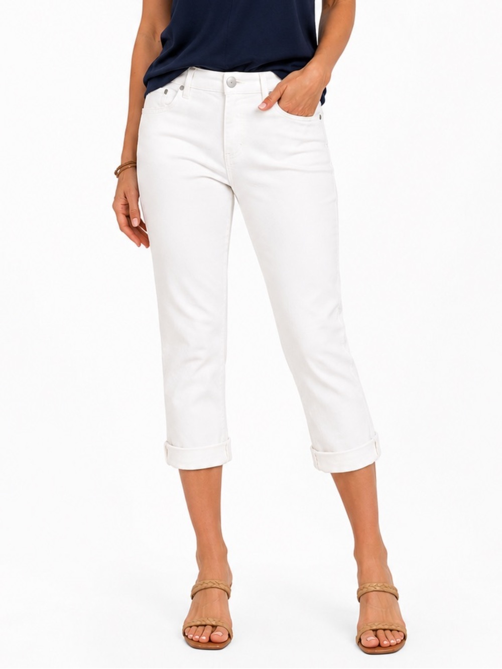 Bandolino Karyn Boyfriend White Cropped Jeans Women’s 16W  Cotton